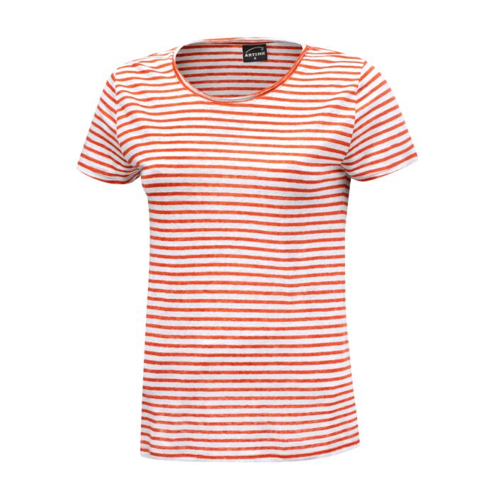 Artime T-shirt dames rayé en lin , mandarine