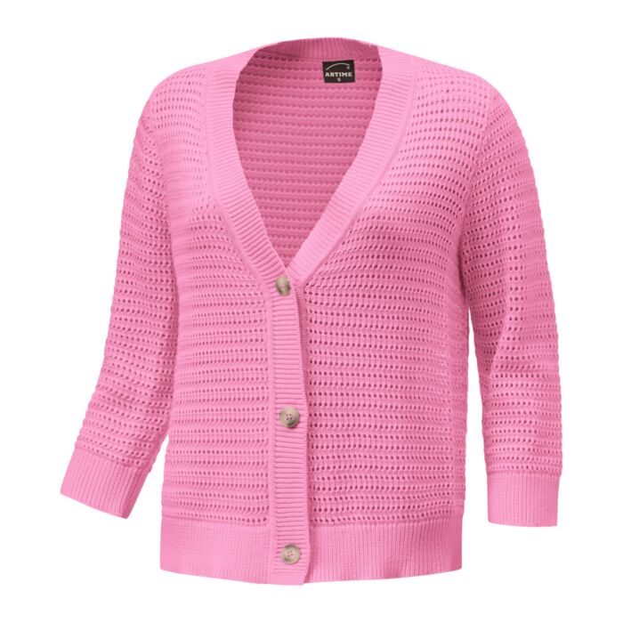 Strickjacke mit Struktur, gerade geschnitten, geknöpft main product photo
