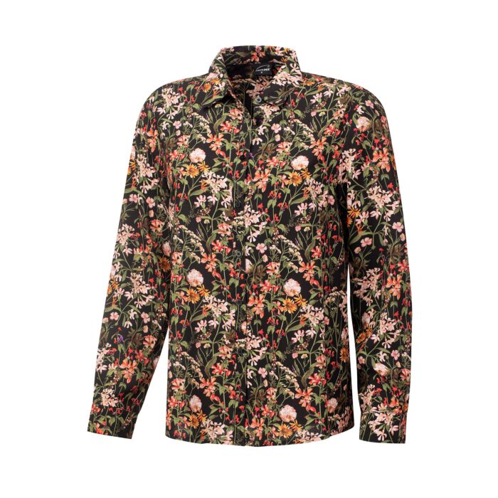 Modische Langarmbluse mit floralem Print, Hemdkragen main product photo