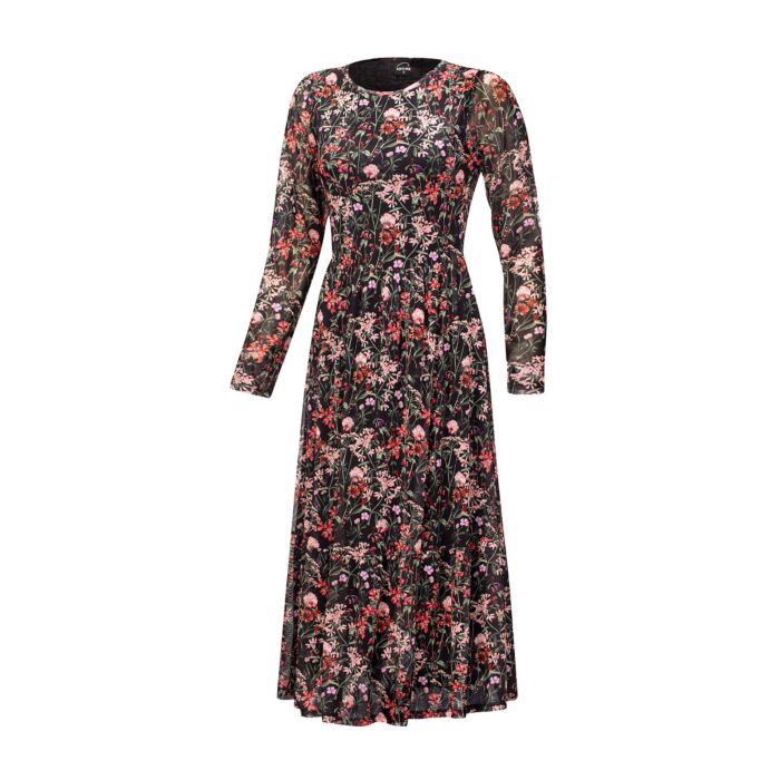Robe Midi, à manches longues, imprimé fleuri main product photo