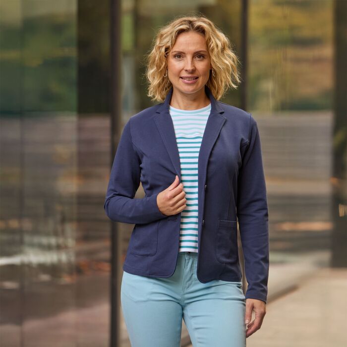 Blazer en jersey avec coutures décoratives, 2 poches