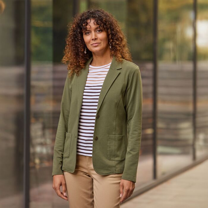 Blazer en jersey avec coutures décoratives, 2 poches