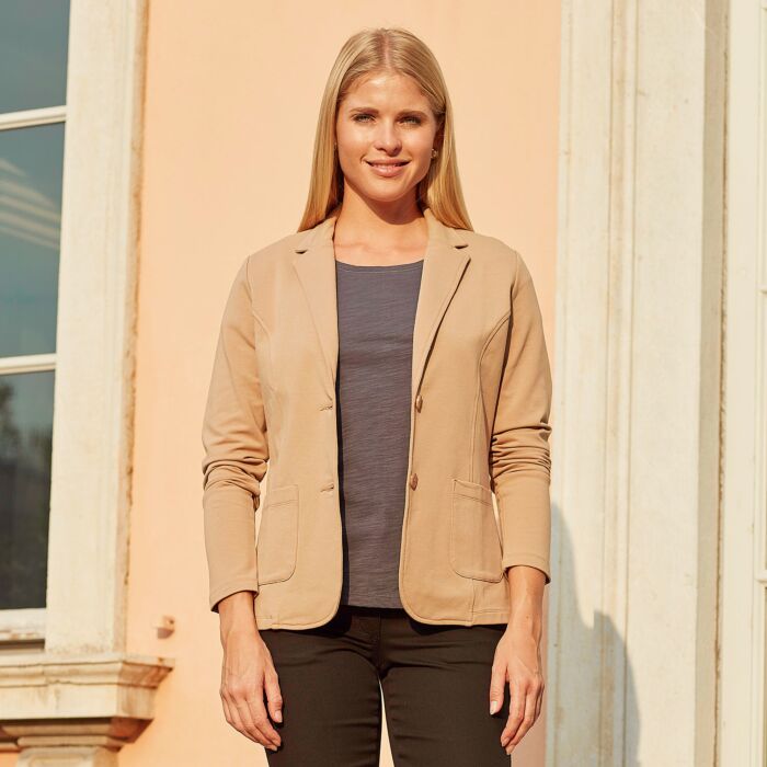 Blazer en jersey avec coutures décoratives, 2 poches