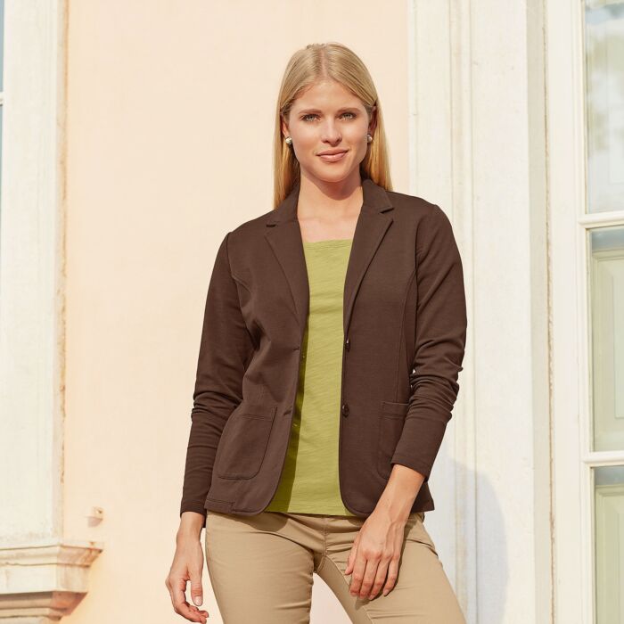 Blazer en jersey avec coutures décoratives, 2 poches