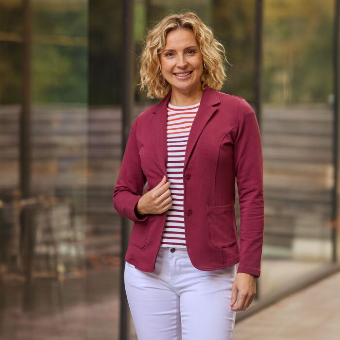 Blazer en jersey avec coutures décoratives, 2 poches