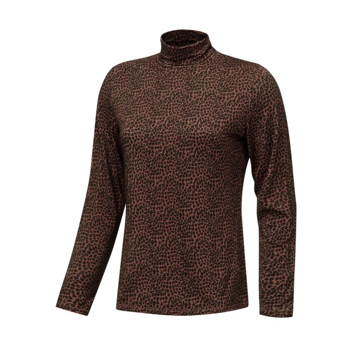 Shirt à col roulé pour femmes, imprimé animalier, stretch