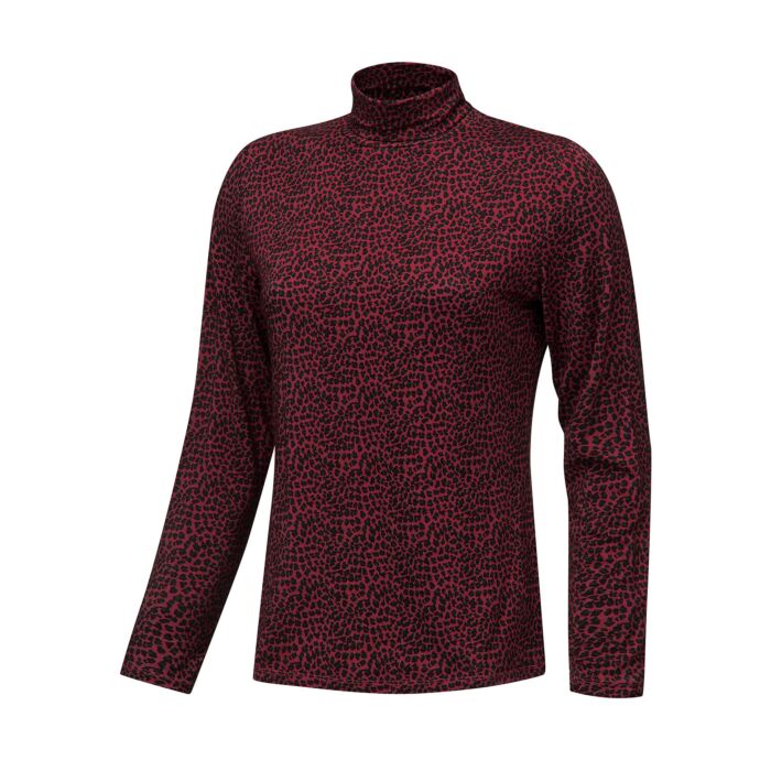 Shirt à col roulé pour femmes, imprimé animalier, stretch