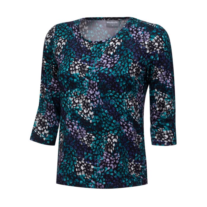 T-shirt femme manches 3/4, imprimé, col rond main product photo