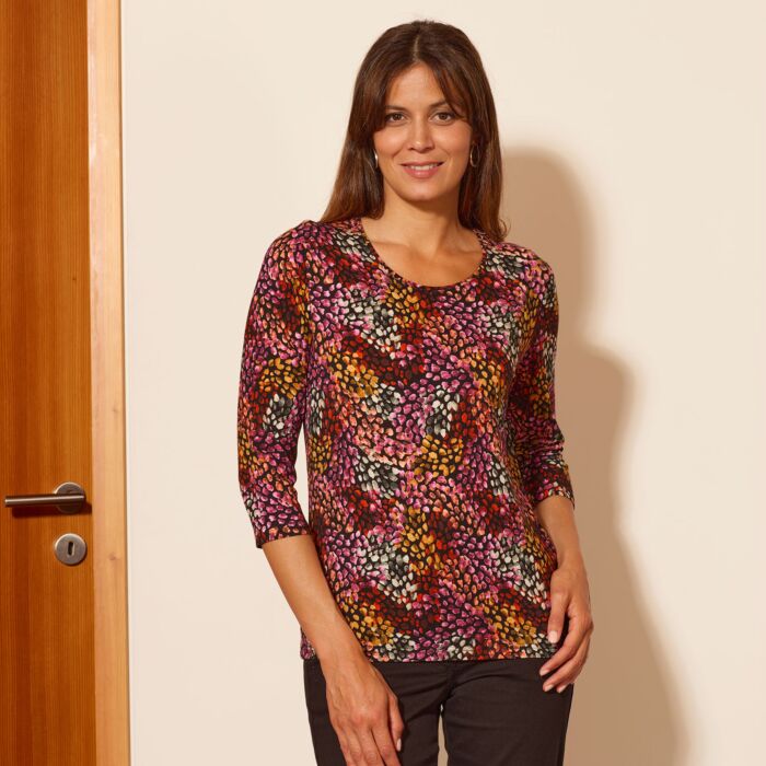 T-shirt femme manches 3/4, imprimé, col rond