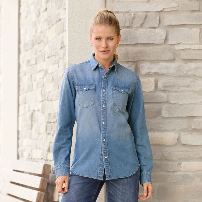Chemise en jeans pour femmes, blue bleached