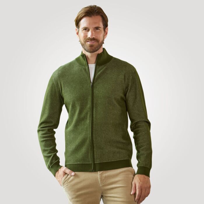 Cardigan mit Waffelstruktur und Reissverschluss
