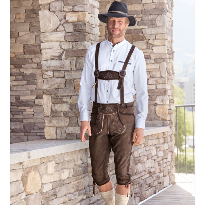 Pantalon en cuir knickerbocker à bretelles