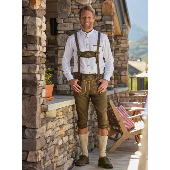 Pantalon en cuir knickerbocker à bretelles