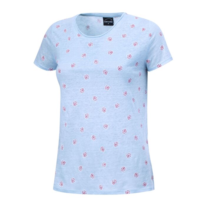 T-shirt en lin pour dames, à imprimé all-over