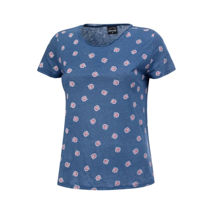 T-shirt en lin pour dames, à imprimé all-over