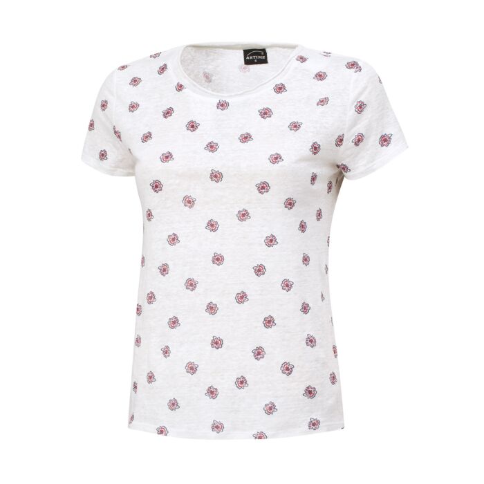 T-shirt en lin pour dames, à imprimé all-over