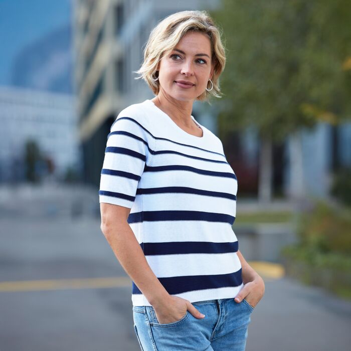 Pull-over dames à manches courtes, en coton