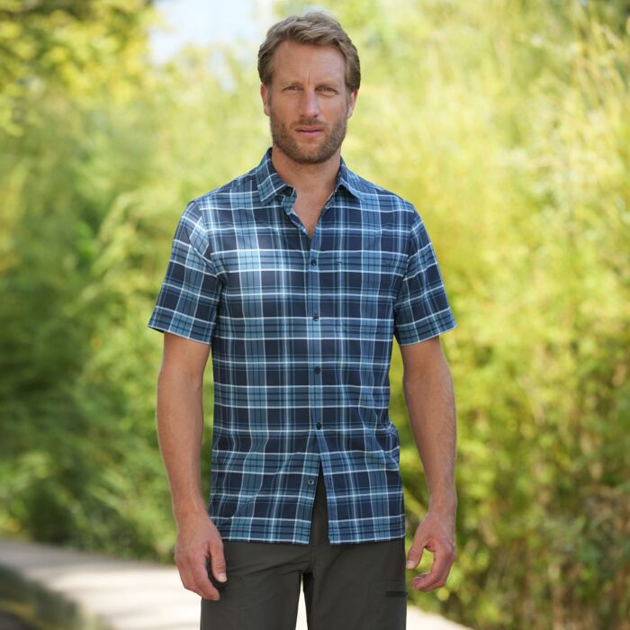 Chemise outdoor à carreaux en polyester