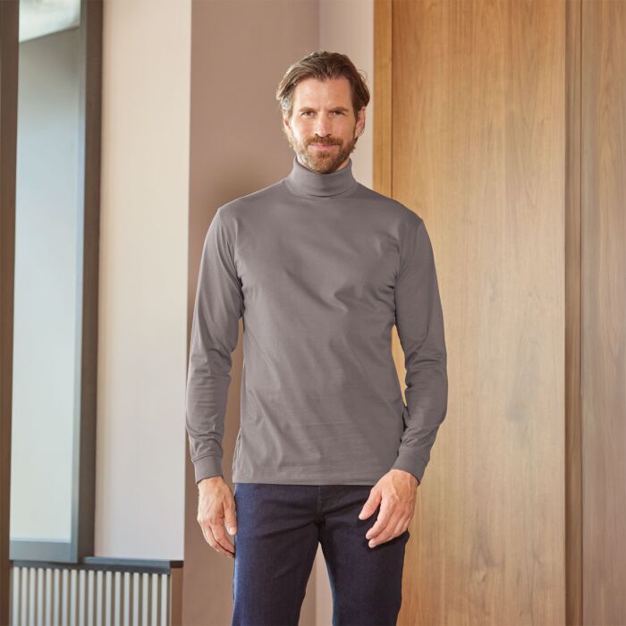 Pull à col roulé basique pour hommes, certifié GOTS
