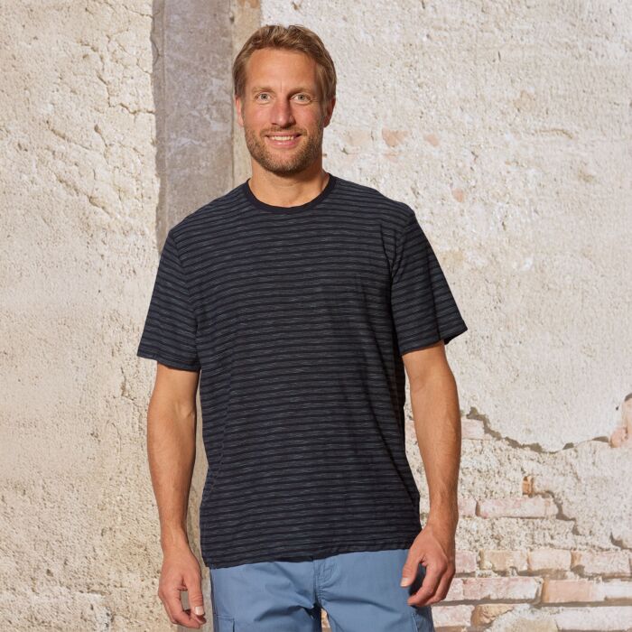 T-shirt pour hommes rayé en coton navy