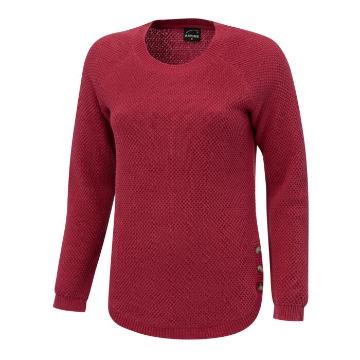 Pull-over en maille pour femmes, structuré, ourlet arrondi