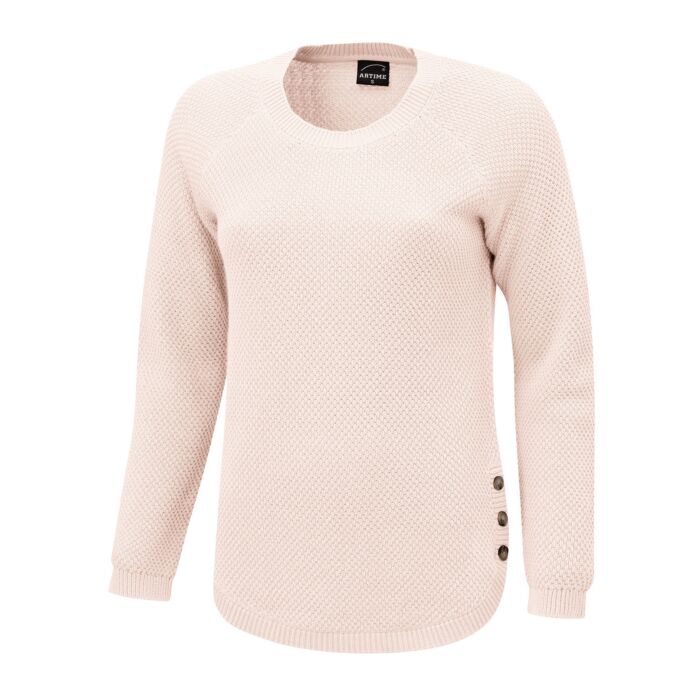 Pull-over en maille pour femmes, structuré, ourlet arrondi