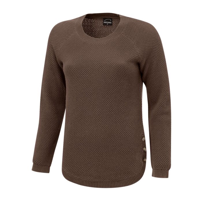 Pull-over en maille pour femmes, structuré, ourlet arrondi