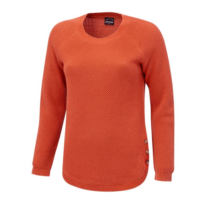 Pull-over en maille pour femmes, structuré, ourlet arrondi