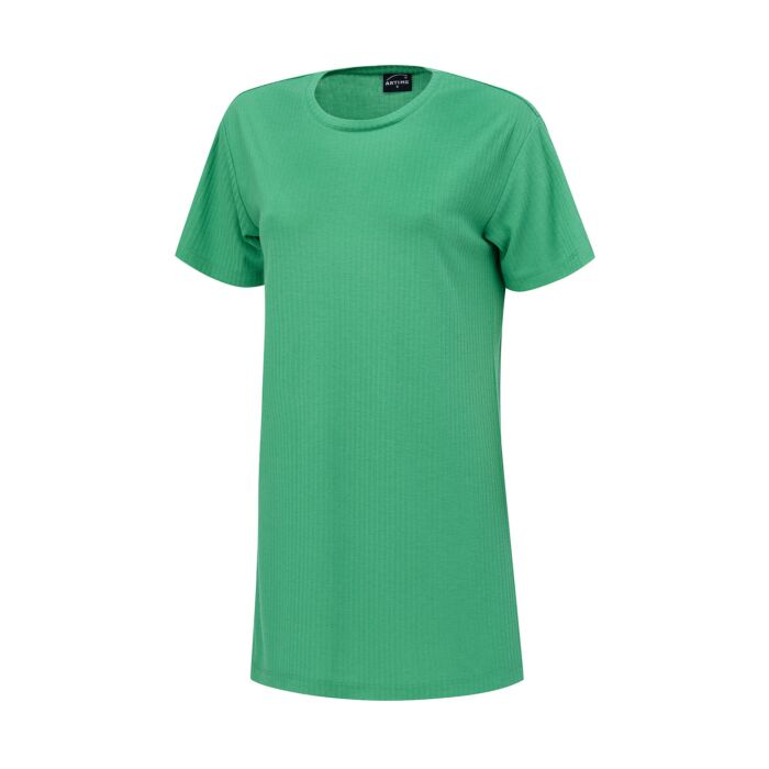 Bequemes T-Shirt, Rundhalsausschnitt, Rippmuster