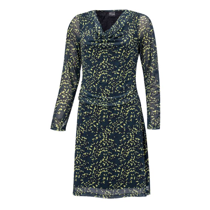 Midi-Kleid mit Wasserfallausschnitt, Allover-Print