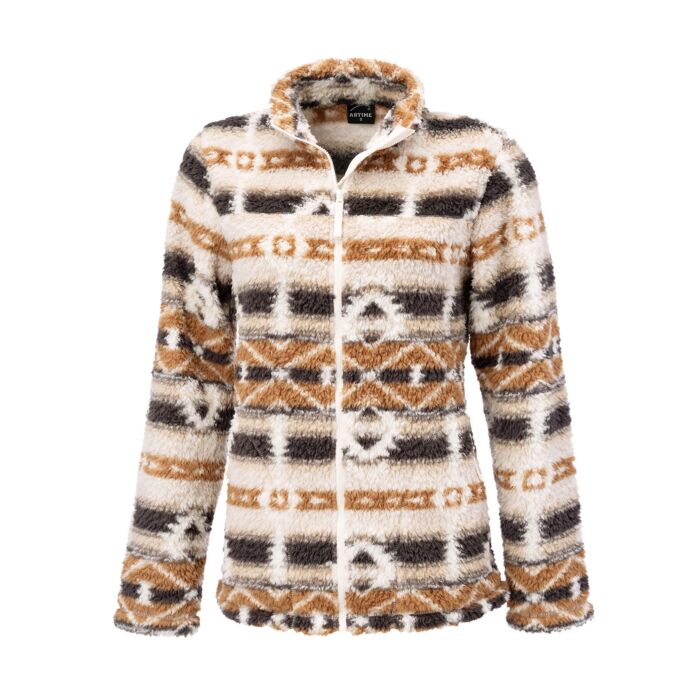 Damen Sherpa-Fleece-Jacke, bedruckt main product photo