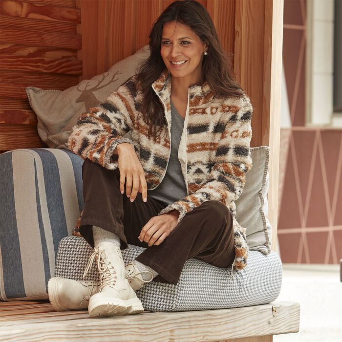 Damen Sherpa-Fleece-Jacke, bedruckt