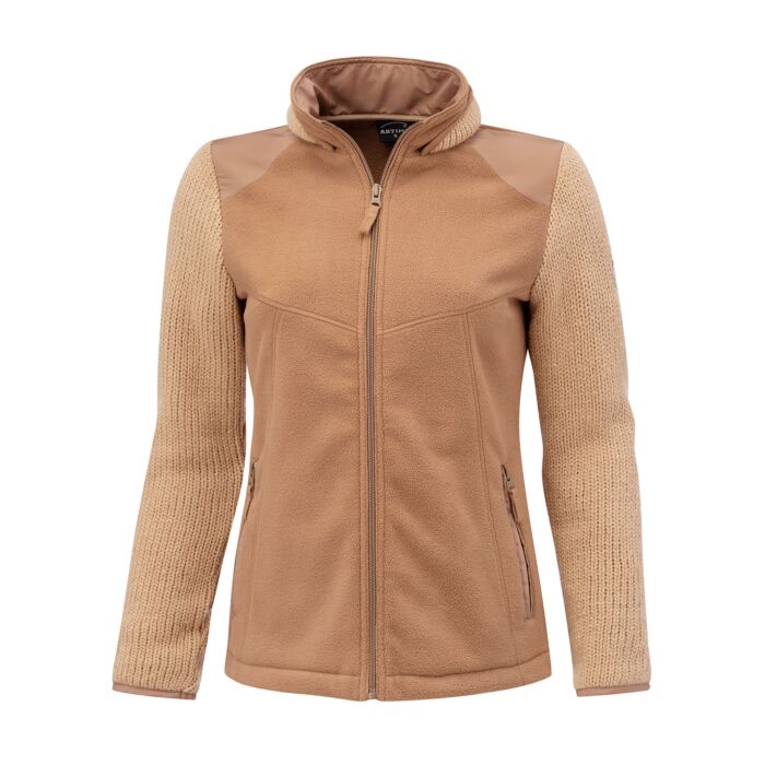 Damen Fleece Jacke, gestrickte Ärmel