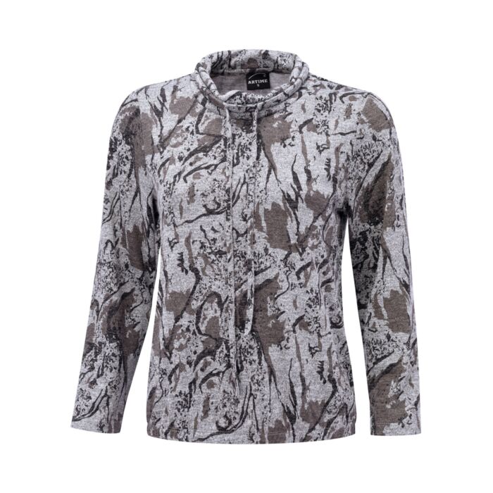 Damen Pullover mit Kordel und Allover-Print main product photo