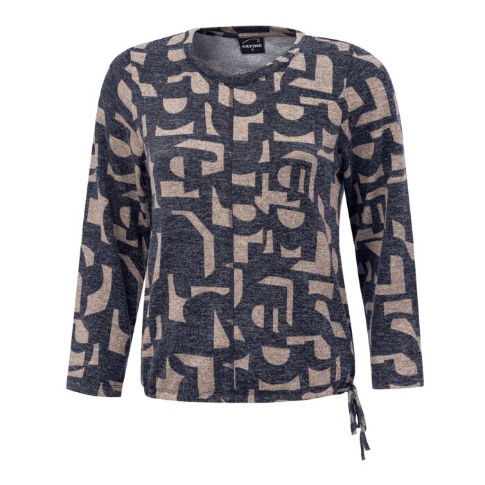 Pullover mit Allover-Print, Kordelzug am Saum main product photo