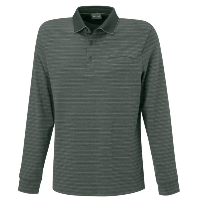 Gestreiftes Poloshirt mit langem Arm und Brusttasche