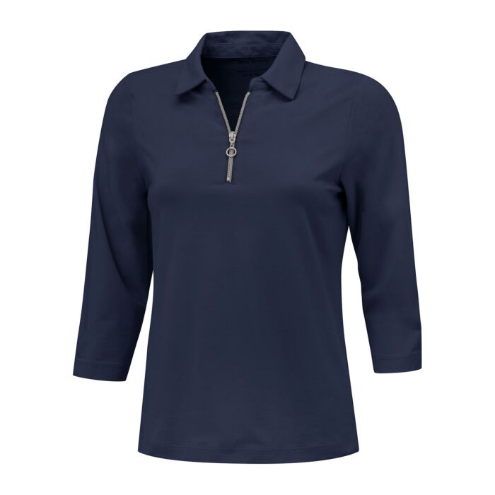 Poloshirt mit Reissverschluss und 3/4 Ärmeln, komfortabel