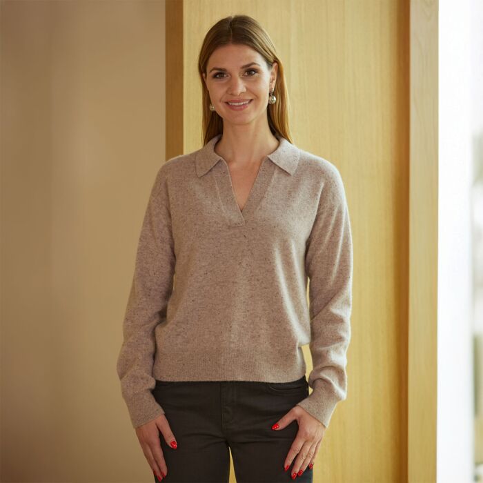 Damen Pullover mit Polokragen