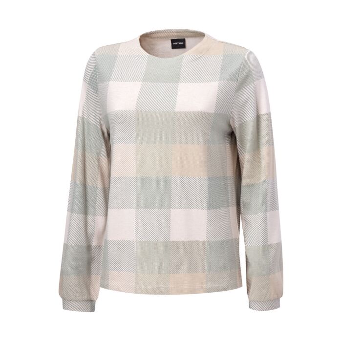 Shirt dames à manches longues, imprimé d'un motif à carreaux