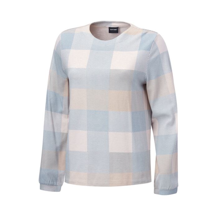 Shirt dames à manches longues, imprimé d'un motif à carreaux