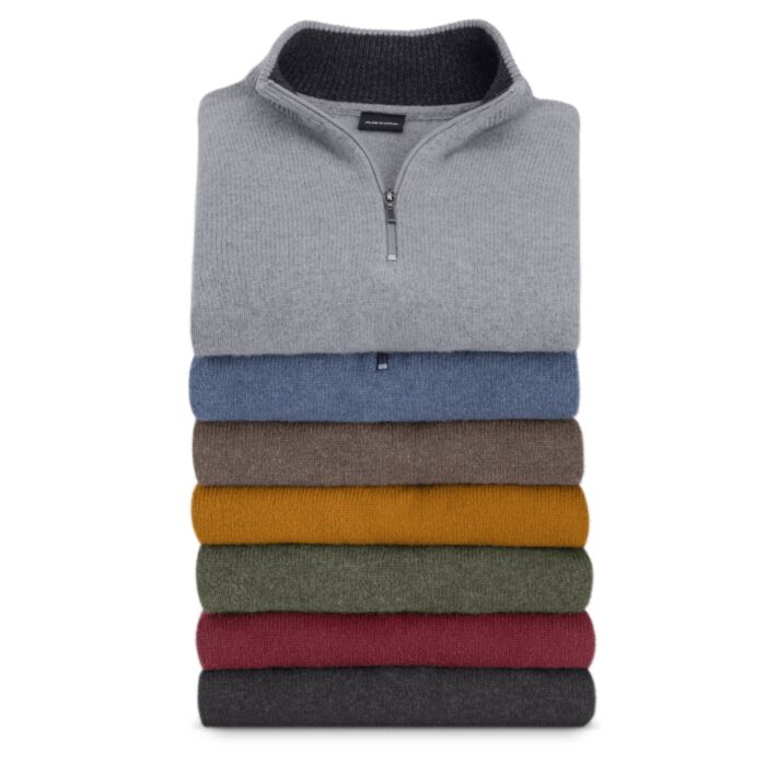 Pull camionneur zippé en laine d'agneau