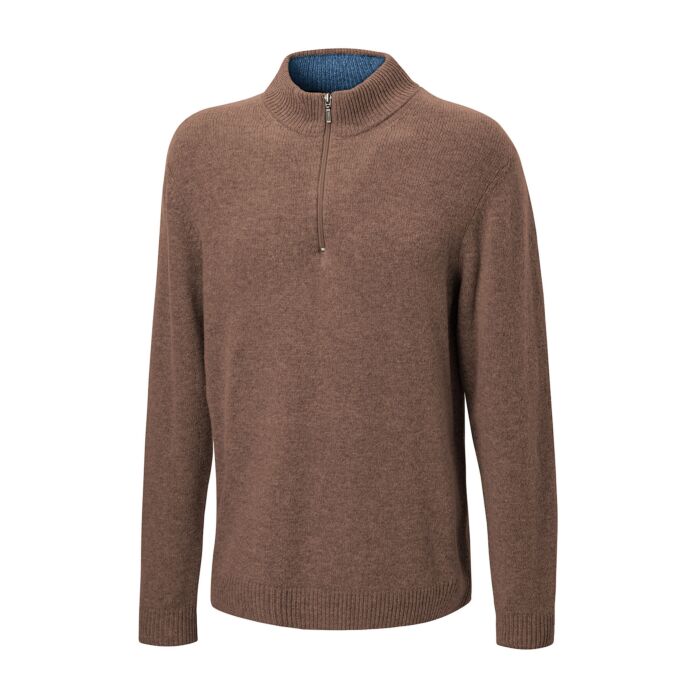 Pull camionneur zippé en laine d'agneau