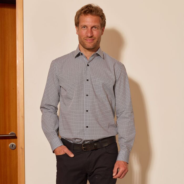 Chemise à manches longues et imprimé all-over, repassage superflu