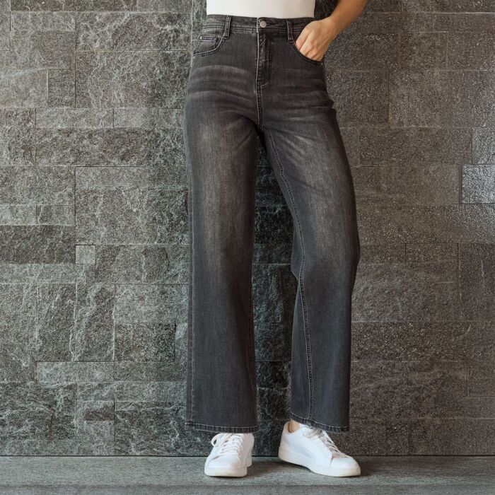 Jean 5-pockets à canons larges