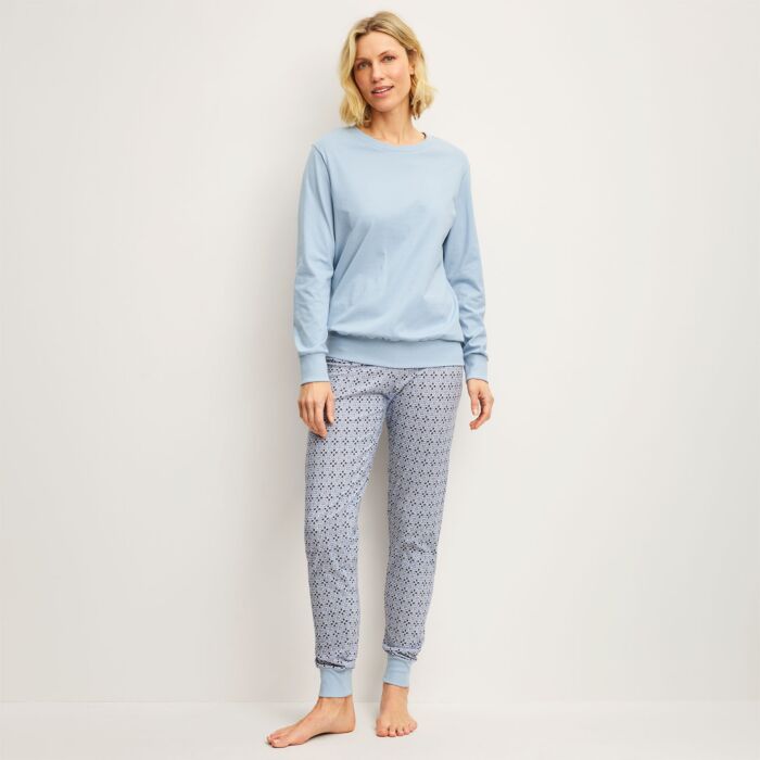 Calida Damenpyjama langarm mit Bündchen