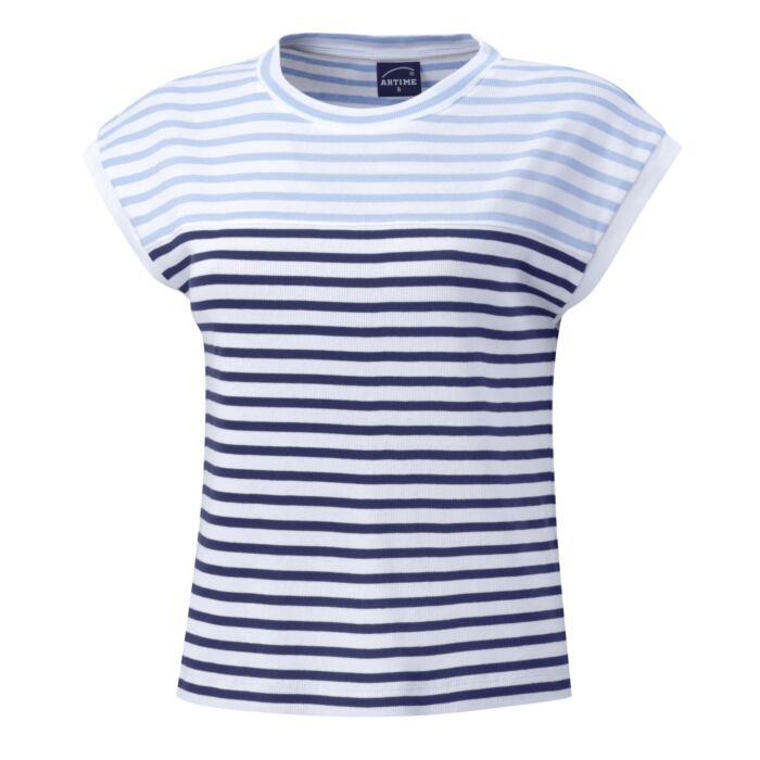 Gestreiftes Damen T-Shirt mit Rippenstruktur main product photo
