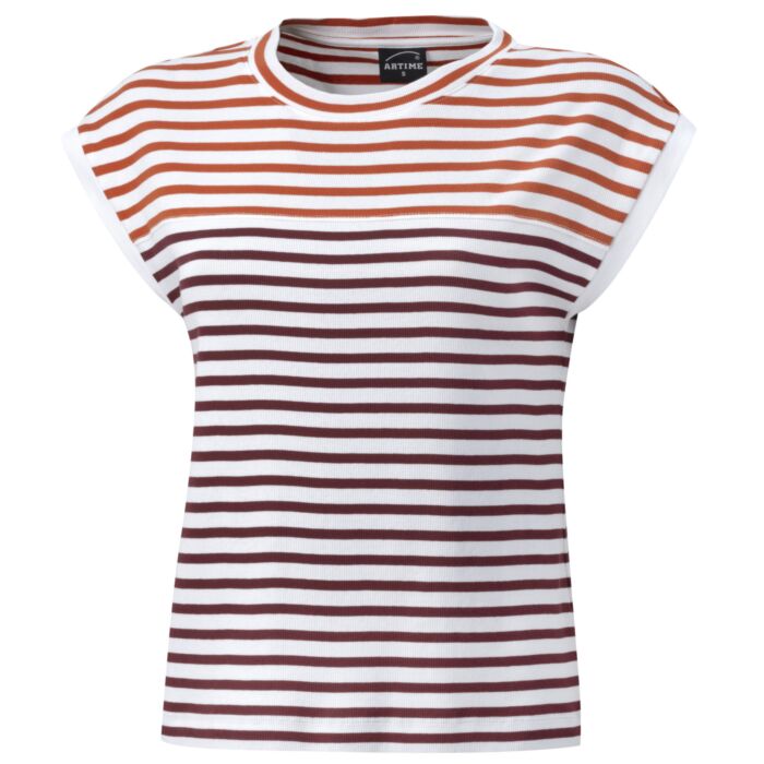 Gestreiftes Damen T-Shirt mit Rippenstruktur