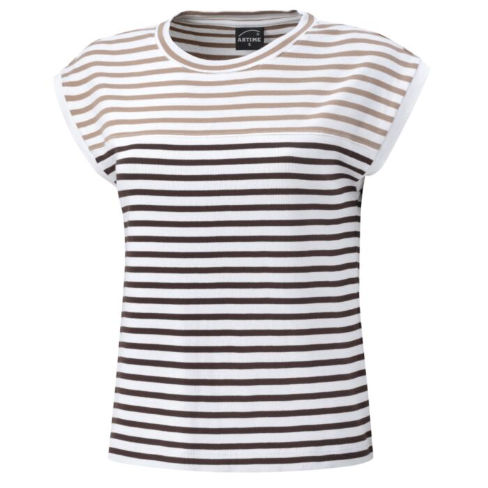 Gestreiftes Damen T-Shirt mit Rippenstruktur