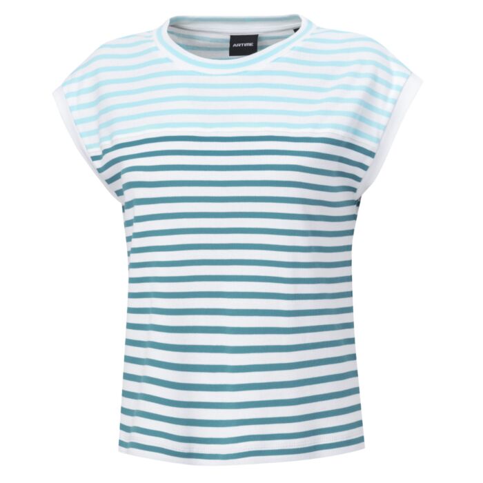 Gestreiftes Damen T-Shirt mit Rippenstruktur
