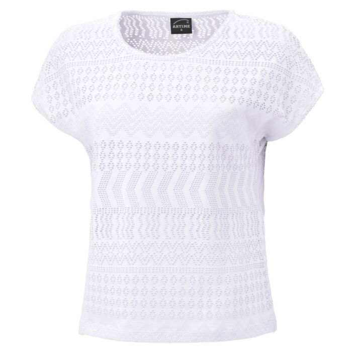 Damen Ajour T-Shirt mit angeschnittenen Ärmeln